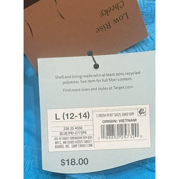 Shade And Shore Bikini Top 36B Cheeky Bottom Large Jacquard Textured Blue NWT - Picture 6 of 13